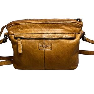 Vilenca Tan Leather Crossbody Bag